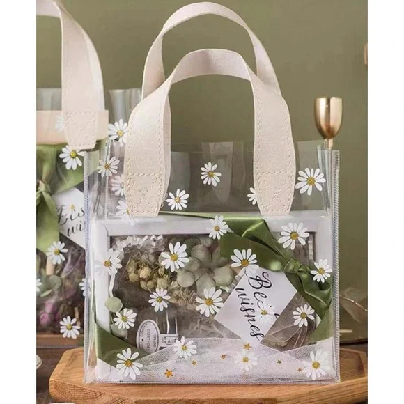Clear Tote Bag with Daisy Print - Picture 3 of 3